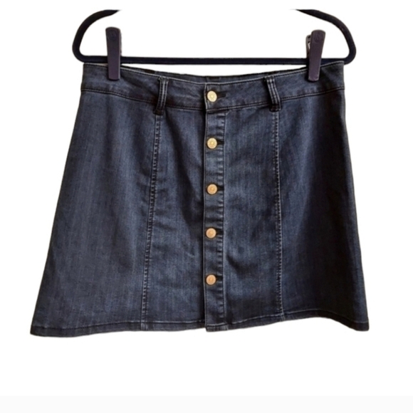 CELEBRITY PINK Dark Wash Mini Button Down Denim Skirt - Picture 1 of 11